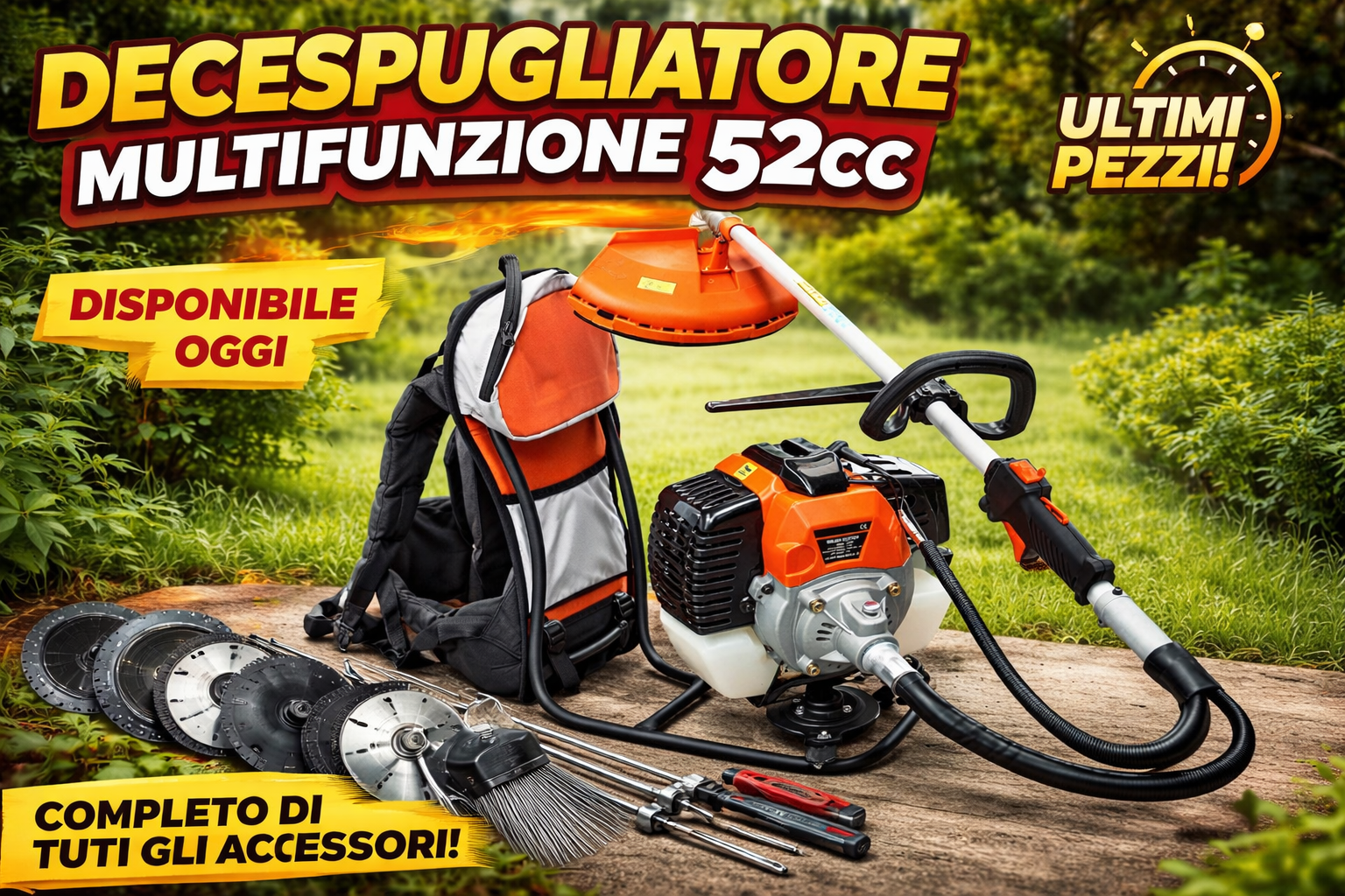 Kit decespugliatore a zaino con accessori inclusi