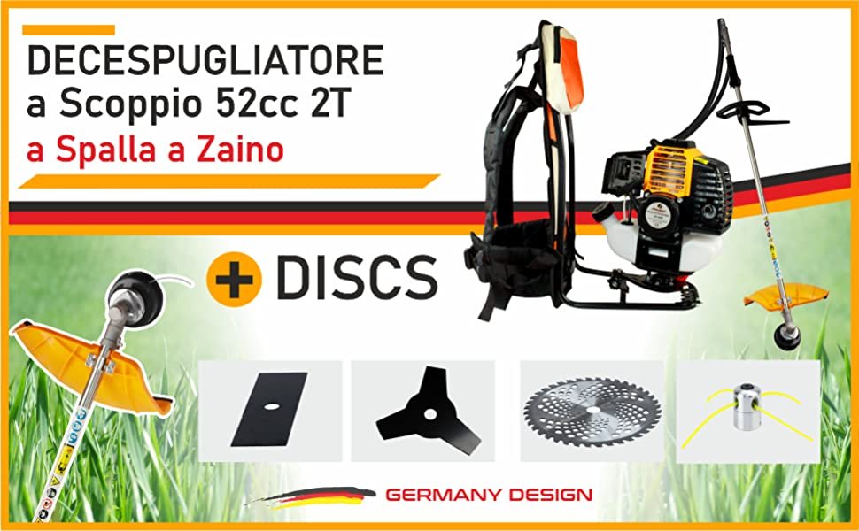 Kit completo decespugliatore a zaino con tutti gli accessori