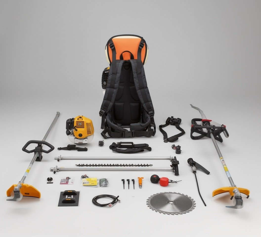 Set decespugliatore a zaino con accessori